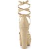 imageAllegra K Womens Lace Up Platform Chunky High Heels SandalsBeige