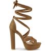 imageAllegra K Womens Lace Up Platform Chunky High Heels SandalsBrown