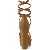 imageAllegra K Womens Lace Up Platform Chunky High Heels SandalsBrown