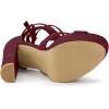 imageAllegra K Womens Lace Up Platform Chunky High Heels SandalsBurgundy