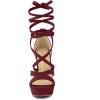 imageAllegra K Womens Lace Up Platform Chunky High Heels SandalsBurgundy