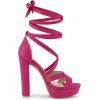 imageAllegra K Womens Lace Up Platform Chunky High Heels SandalsHot Pink