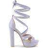 imageAllegra K Womens Lace Up Platform Chunky High Heels SandalsLight Purple