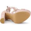 imageAllegra K Womens Lace Up Platform Chunky High Heels SandalsPink