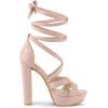 imageAllegra K Womens Lace Up Platform Chunky High Heels SandalsPink