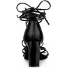 imageAllegra K Womens Lace Up Strappy Chunky High Heels SandalsBlack