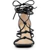 imageAllegra K Womens Lace Up Strappy Chunky High Heels SandalsBlack