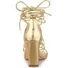 imageAllegra K Womens Lace Up Strappy Chunky High Heels SandalsGold