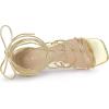 imageAllegra K Womens Lace Up Strappy Chunky High Heels SandalsGold