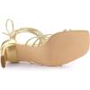 imageAllegra K Womens Lace Up Strappy Chunky High Heels SandalsGold