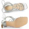 imageAllegra K Womens Lace Up Strappy Chunky High Heels SandalsSilver