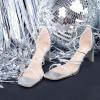 imageAllegra K Womens Lace Up Strappy Chunky High Heels SandalsSilver