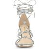 imageAllegra K Womens Lace Up Strappy Chunky High Heels SandalsSilver