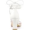 imageAllegra K Womens Lace Up Strappy Chunky High Heels SandalsWhite
