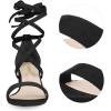 imageAllegra K Womens Open Toe Lace Up Mid Chunky Heeled SandalsBlack