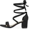 imageAllegra K Womens Open Toe Lace Up Mid Chunky Heeled SandalsBlack