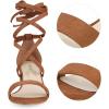 imageAllegra K Womens Open Toe Lace Up Mid Chunky Heeled SandalsBrown