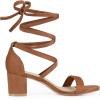 imageAllegra K Womens Open Toe Lace Up Mid Chunky Heeled SandalsBrown