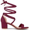 imageAllegra K Womens Open Toe Lace Up Mid Chunky Heeled SandalsBurgundy