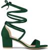 imageAllegra K Womens Open Toe Lace Up Mid Chunky Heeled SandalsGreen
