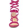 imageAllegra K Womens Open Toe Lace Up Mid Chunky Heeled SandalsHot Pink