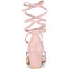 imageAllegra K Womens Open Toe Lace Up Mid Chunky Heeled SandalsLight Pink