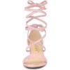 imageAllegra K Womens Open Toe Lace Up Mid Chunky Heeled SandalsLight Pink