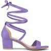 imageAllegra K Womens Open Toe Lace Up Mid Chunky Heeled SandalsPurple