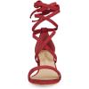 imageAllegra K Womens Open Toe Lace Up Mid Chunky Heeled SandalsRed