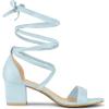 imageAllegra K Womens Open Toe Lace Up Mid Chunky Heeled SandalsSky Blue