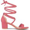imageAllegra K Womens Open Toe Lace Up Mid Chunky Heeled SandalsWatermelon Red