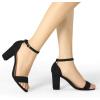 imageAllegra K Womens Open Toe Printed Ankle Strap Chunky High Heel SandalsBlack