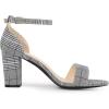 imageAllegra K Womens Open Toe Printed Ankle Strap Chunky High Heel SandalsBlack White