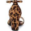 imageAllegra K Womens Open Toe Printed Ankle Strap Chunky High Heel SandalsBrown Leopard