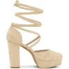 imageAllegra K Womens Platform Block Heel Lace Up Pumps SandalsBeige