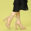 imageAllegra K Womens Platform Block Heel Lace Up Pumps SandalsBeige