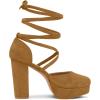 imageAllegra K Womens Platform Block Heel Lace Up Pumps SandalsBrown