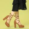 imageAllegra K Womens Platform Block Heel Lace Up Pumps SandalsBrown