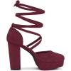 imageAllegra K Womens Platform Block Heel Lace Up Pumps SandalsBurgundy