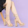imageAllegra K Womens Platform Lace Up Clear Chunky Heels SandalsBeige
