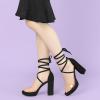 imageAllegra K Womens Platform Lace Up Clear Chunky Heels SandalsBlack