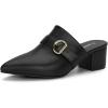 imageAllegra K Womens Pointed Toe Slip on Block Heel Sandals MulesBlack