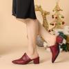 imageAllegra K Womens Pointed Toe Slip on Block Heel Sandals MulesBurgundy