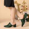 imageAllegra K Womens Pointed Toe Slip on Block Heel Sandals MulesDark Green