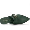 imageAllegra K Womens Pointed Toe Slip on Block Heel Sandals MulesDark Green