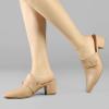 imageAllegra K Womens Pointed Toe Slip on Block Heel Sandals MulesKhaki