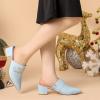 imageAllegra K Womens Pointed Toe Slip on Block Heel Sandals MulesSky Blue