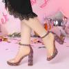 imageAllegra K Womens Printed Clear Platform Chunky Heel SandalsHot Pink