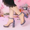 imageAllegra K Womens Printed Clear Platform Chunky Heel SandalsPurple