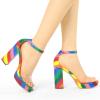 imageAllegra K Womens Printed Clear Platform Chunky Heel SandalsRainbow